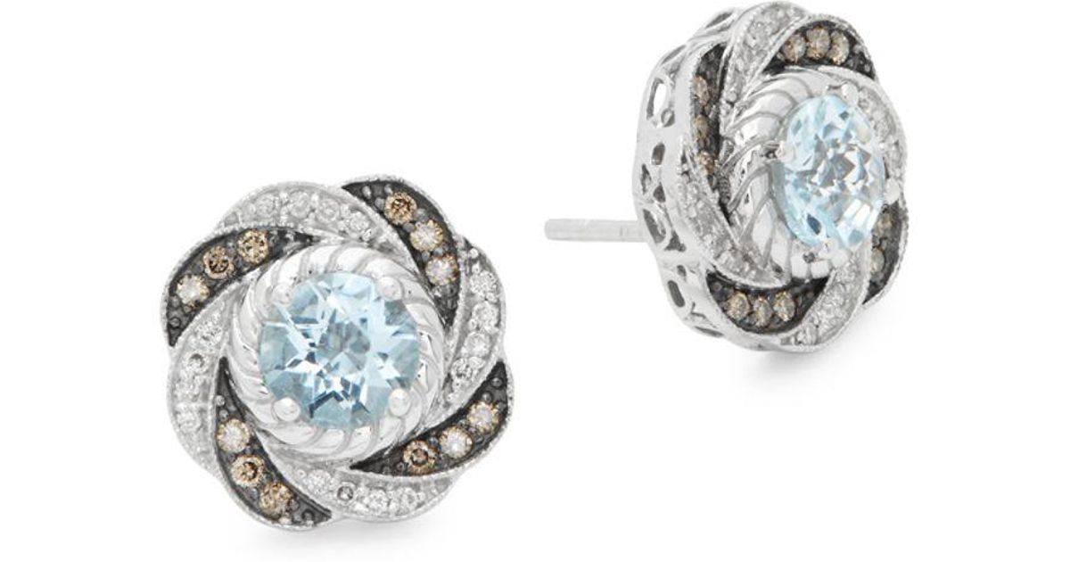 Lyst Le Vian 14k White Gold Chocolate Diamond Aquamarine And Lyst Le Vian 14k White Gold Chocolate Diamond Aquamarine And Swirl Stud Earrings In Blue