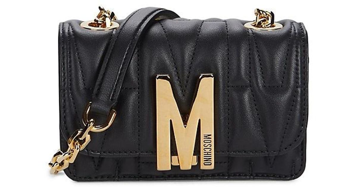 Moschino Quilted Leather Shoulder Bag in Black Lyst
