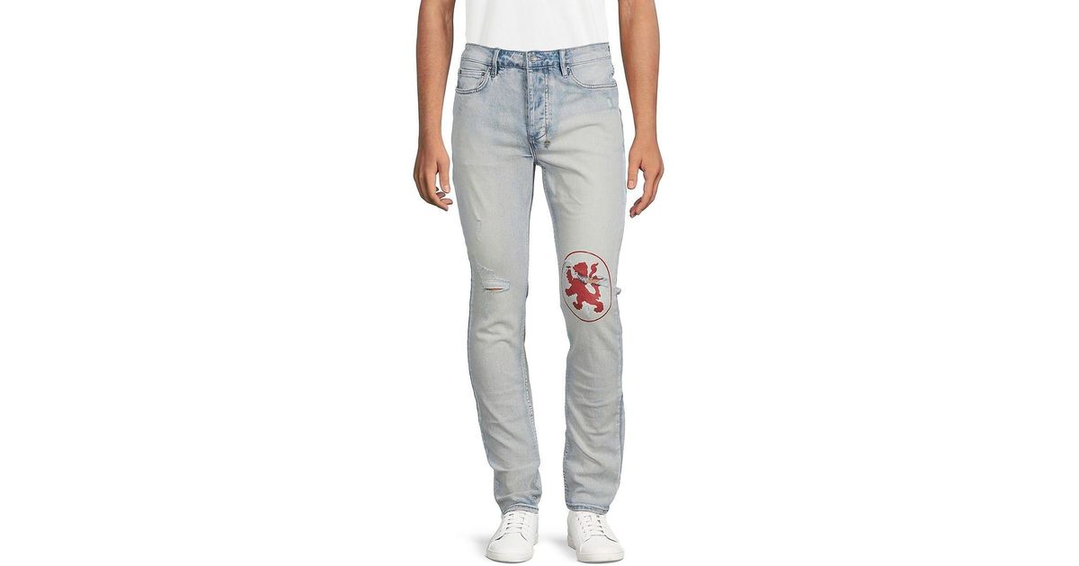 Ksubi Chitch Lion Slim Tapered Fit Distressed Jeans in Gray for Men | Lyst