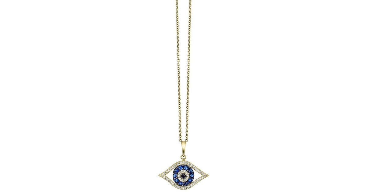 Effy Novelty 14k Yellow Gold, Sapphire, White & Black Diamond Evil Eye