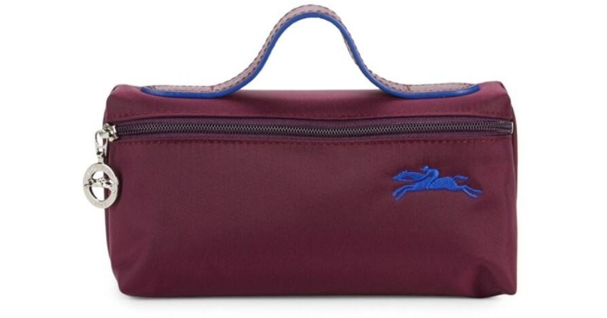 Longchamp Le Pliage Club Logo Cosmetic Bag in Purple