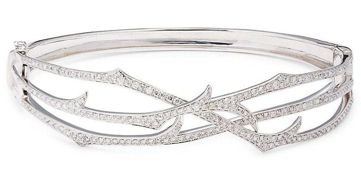 Effy 14k White Gold & 1.51 Tcw Diamond Bangle Bracelet in Metallic