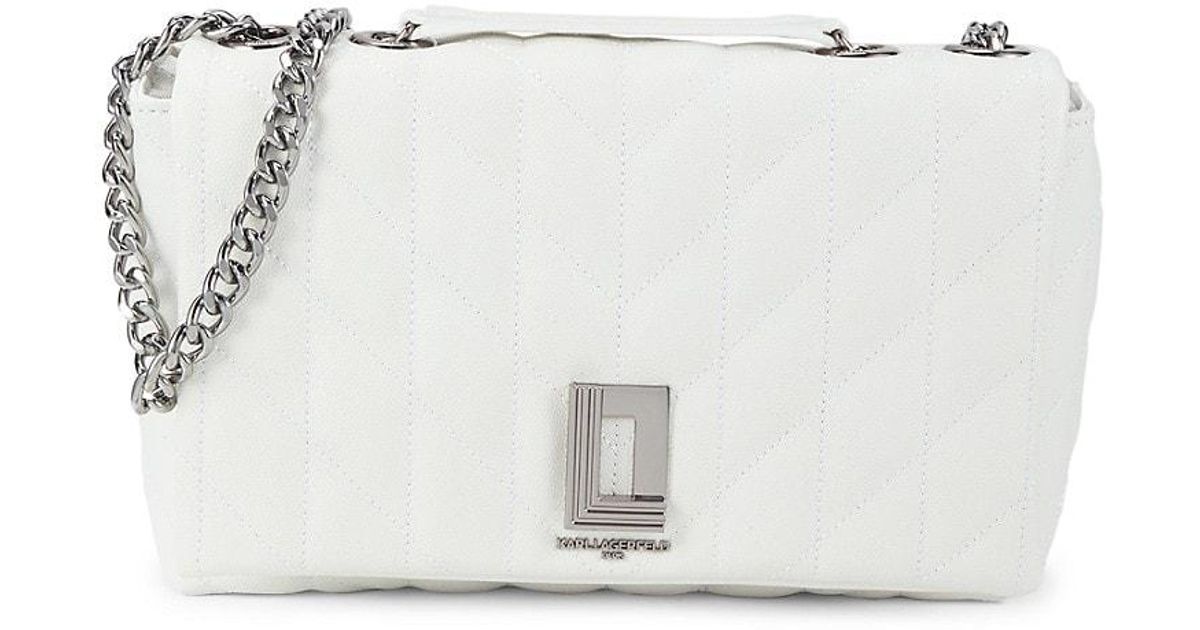 Karl Lagerfeld Lafayette Quilted Metallic Leather Crossbody Bag in White Lyst Canada