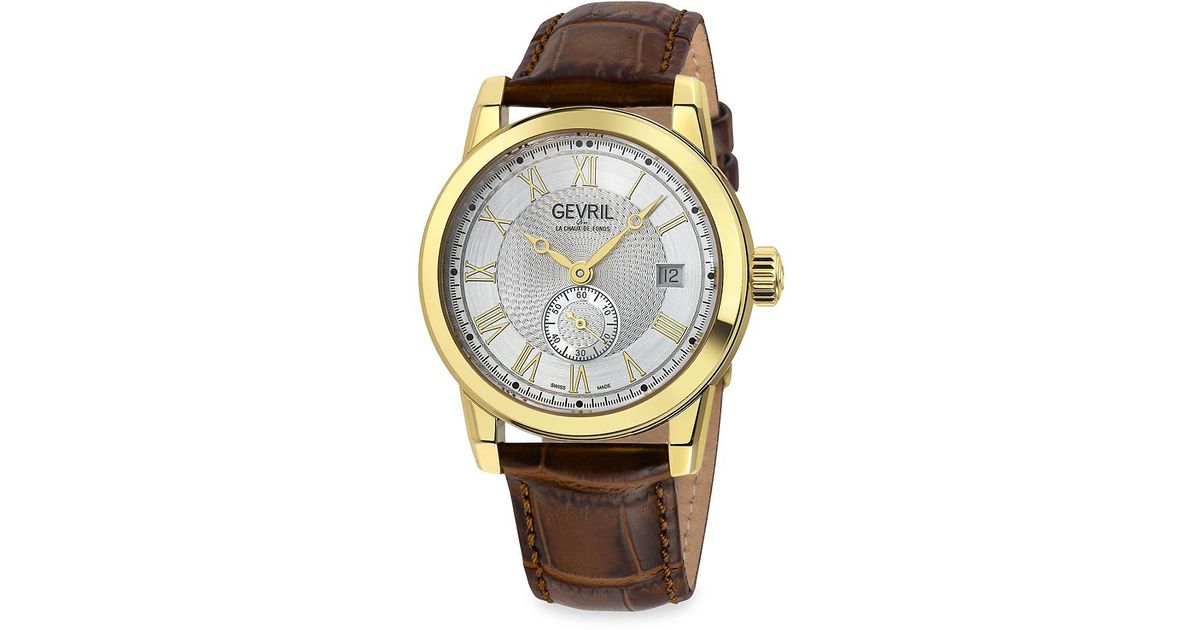 Gevril Madison 39mm Swiss Automatic Stainless Steel & Leather Strap ...