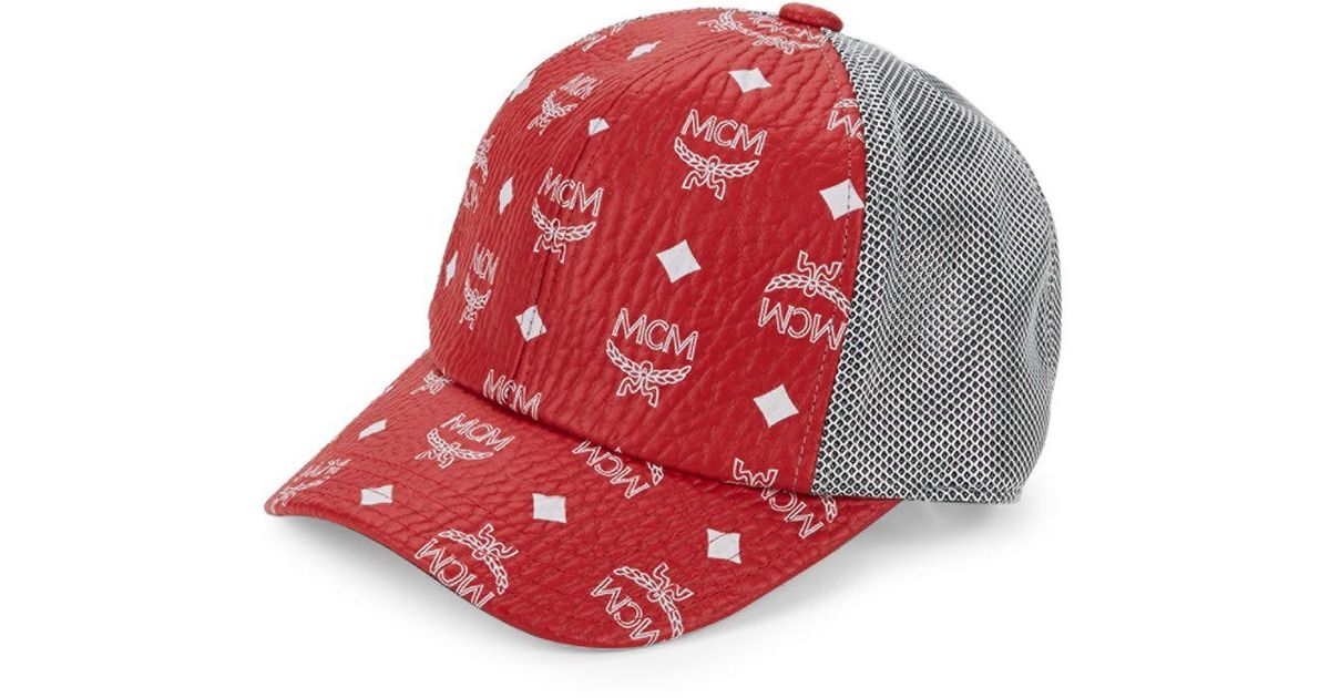 red mcm hat