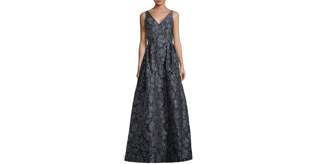 theia floral slate ball gown