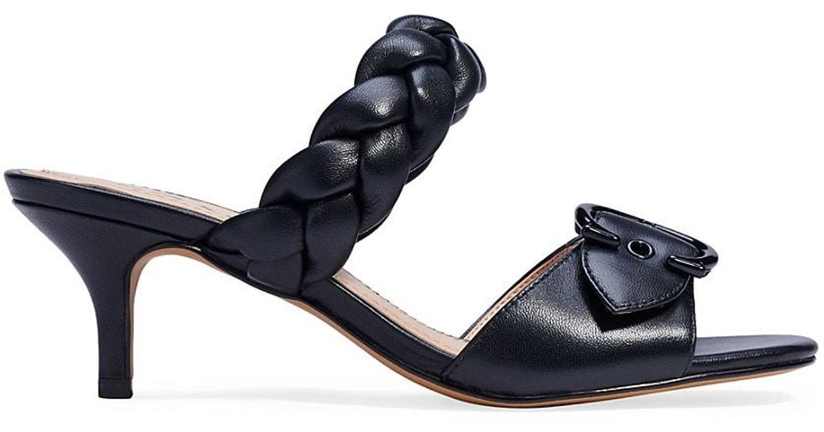 COACH Mollie Kitten-heel Leather Sandals in Black | Lyst UK