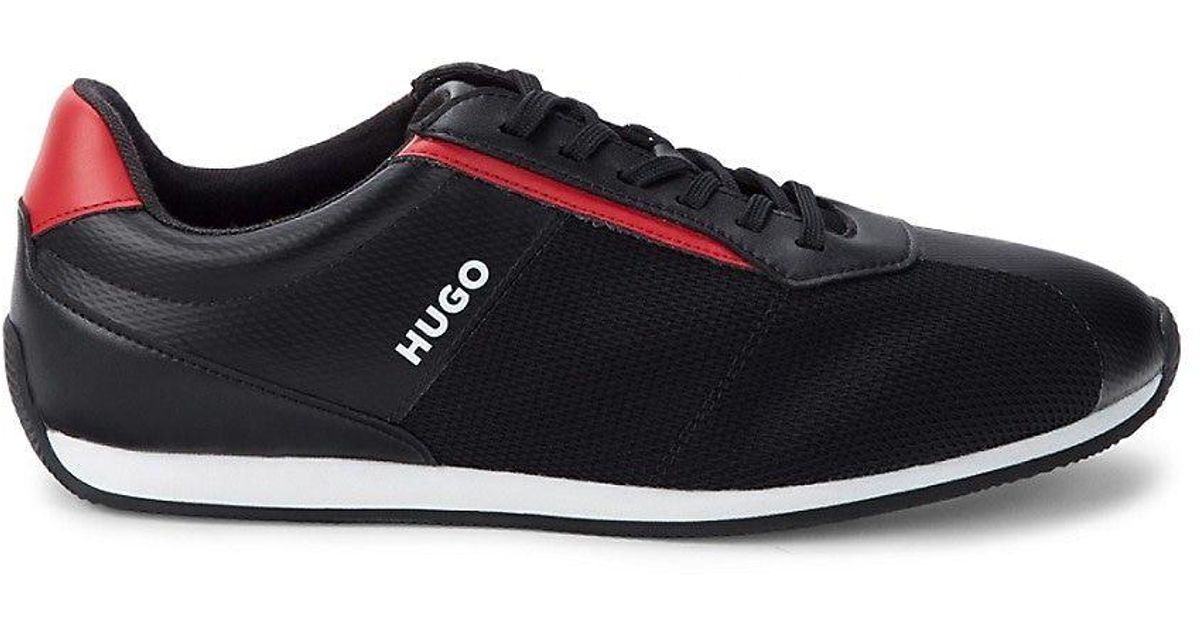 HUGO Cyden Logo Mesh Sneakers in Black for Men | Lyst