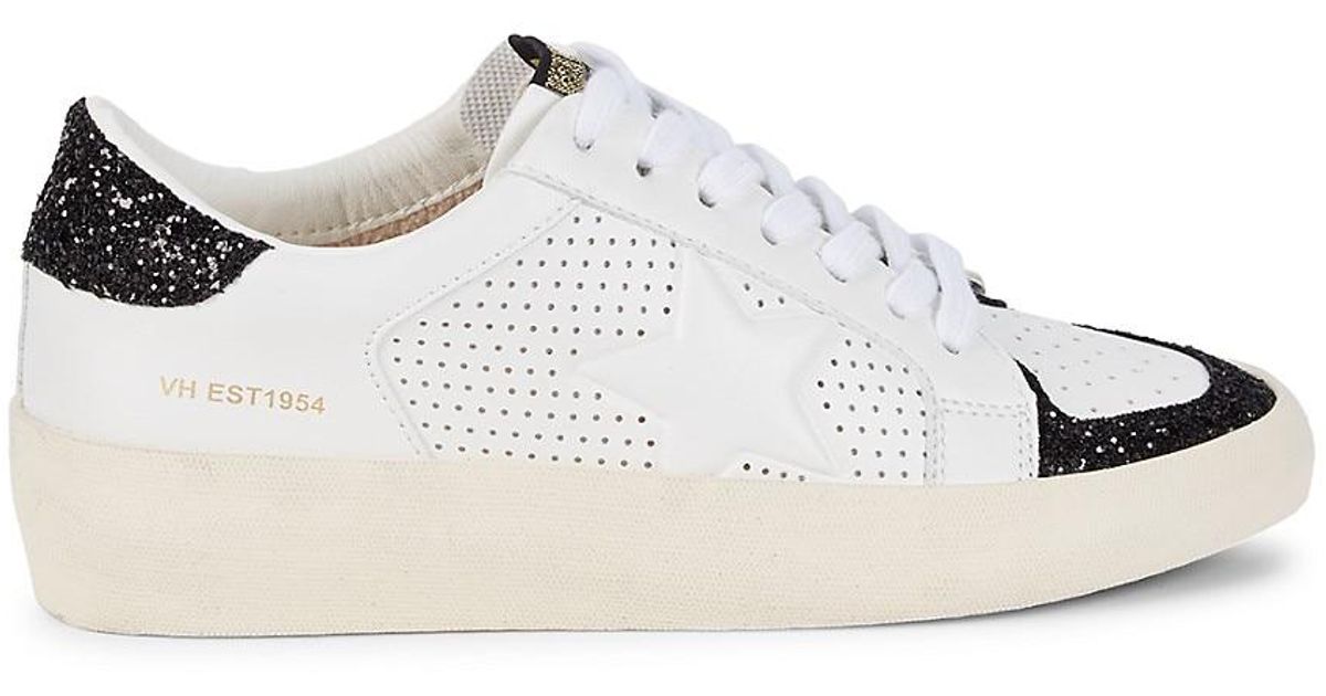 Vintage Havana Glitter Star Patch Leather Sneakers in White | Lyst
