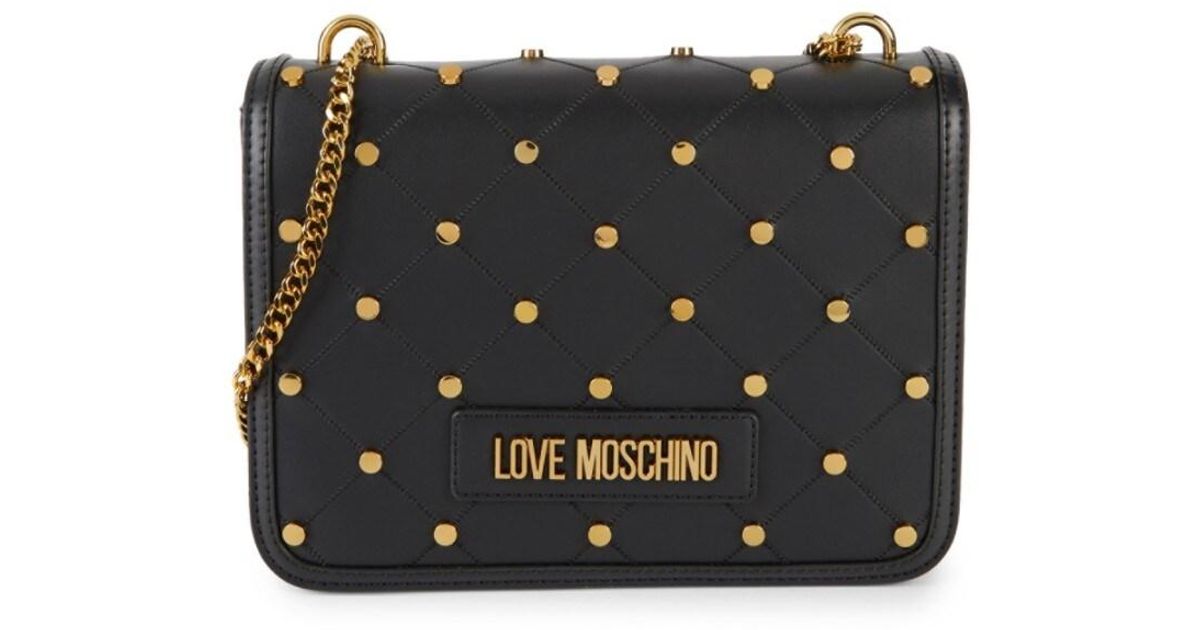 Love Moschino Women's Studded Quilted Shoulder Bag Black Lyst