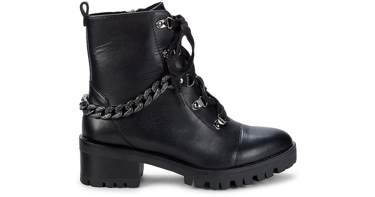 Karl Lagerfeld Patrice Chain-detailed Combat Boots in Black | Lyst
