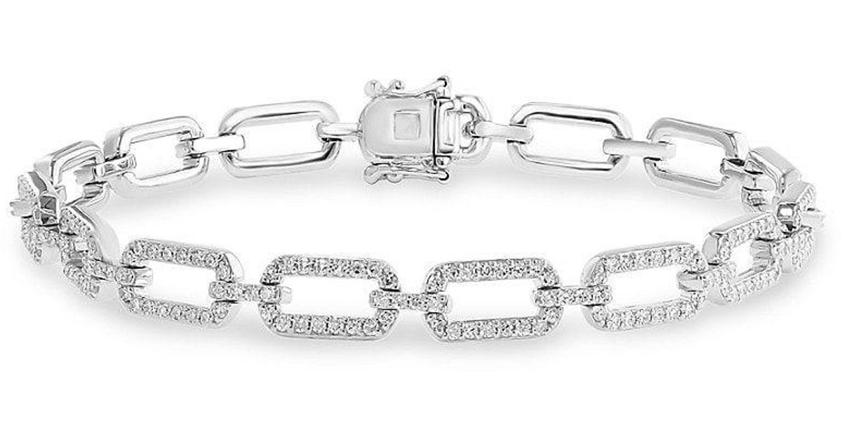 Effy 14k & 1.74 Tcw Diamond Link Bracelet in White Lyst