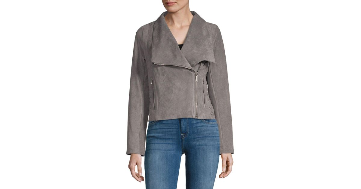 Lyst Bcbgeneration Missy Side Lace Up Jacket In Gray Save 27