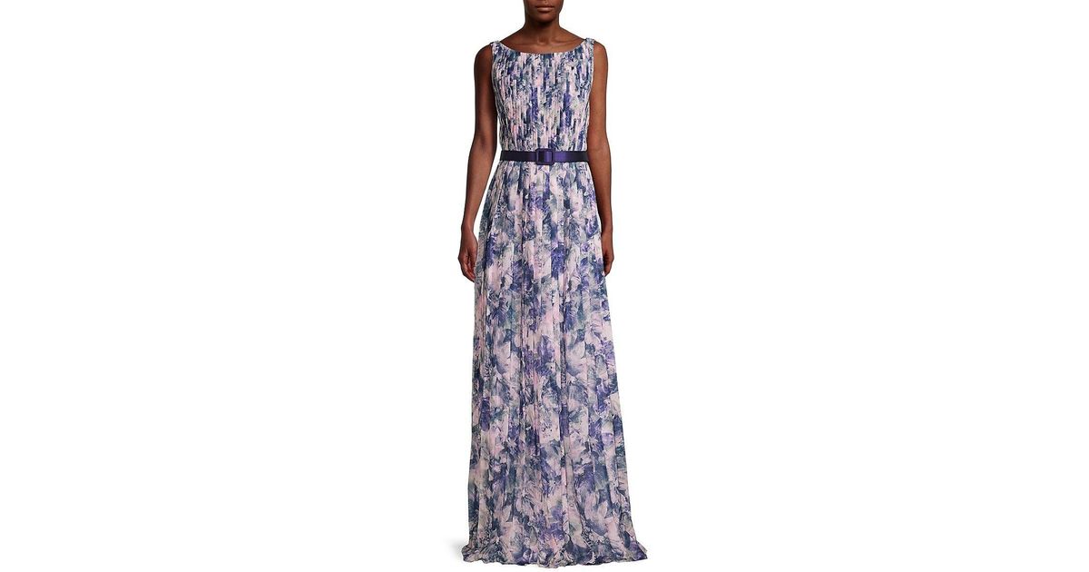 Kay Unger Luisa Pleated Gown in Purple | Lyst