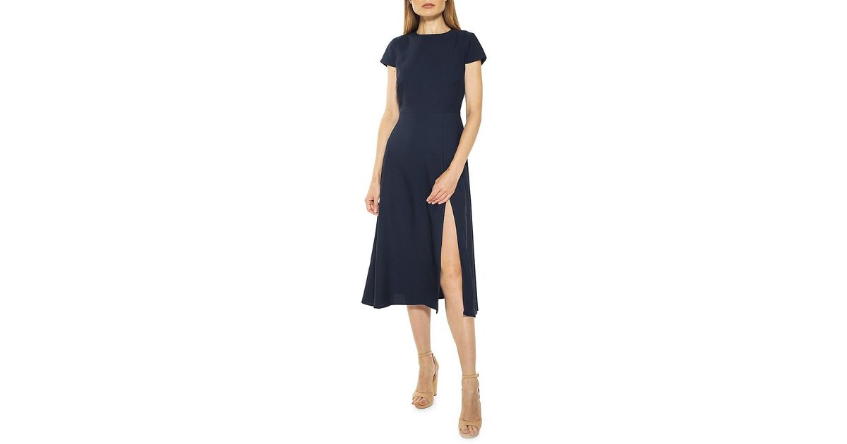 Alexia Admor Synthetic Lily High-slit Midi Dress in Navy (Blue) | Lyst