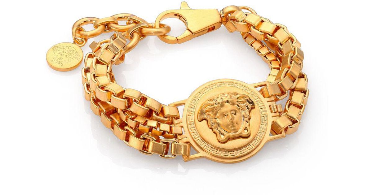 Versace Bijoux Triple Chain Medusa Bracelet in Metallic | Lyst