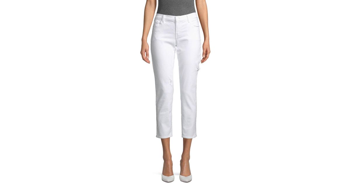 J Brand Denim Hipster Low Rise Cropped Skinny Jeans in White Lyst