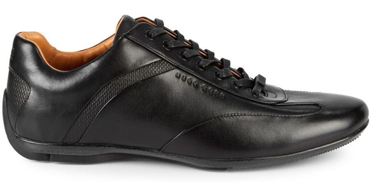 BOSS by HUGO BOSS Racing Low Leather Sneakers in Black for Men | Lyst