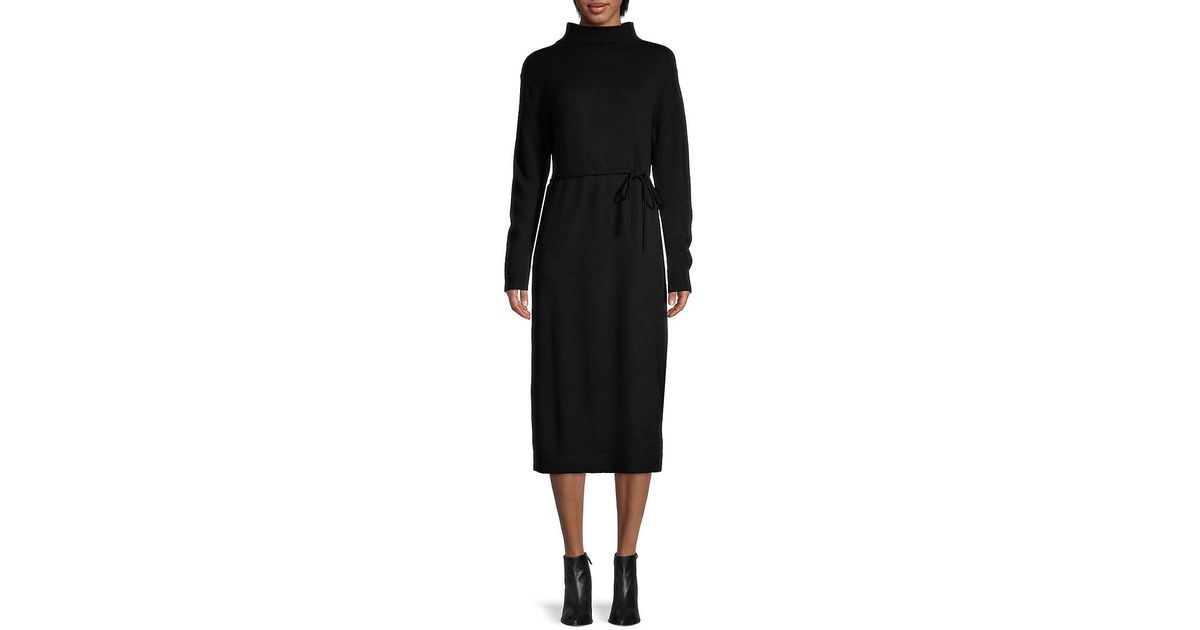 Vince Wool Funnelneck Knit Midi Dress in Black | Lyst UK