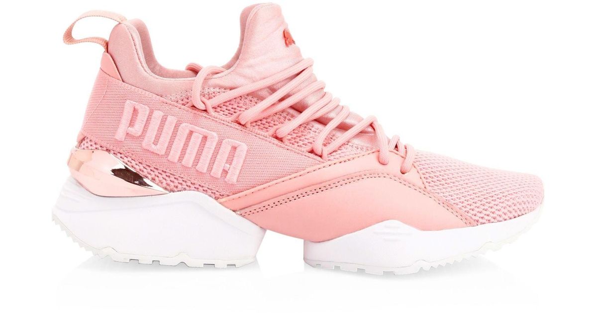 PUMA Women's Muse Maia Metallic Sneakers in Pink | Lyst