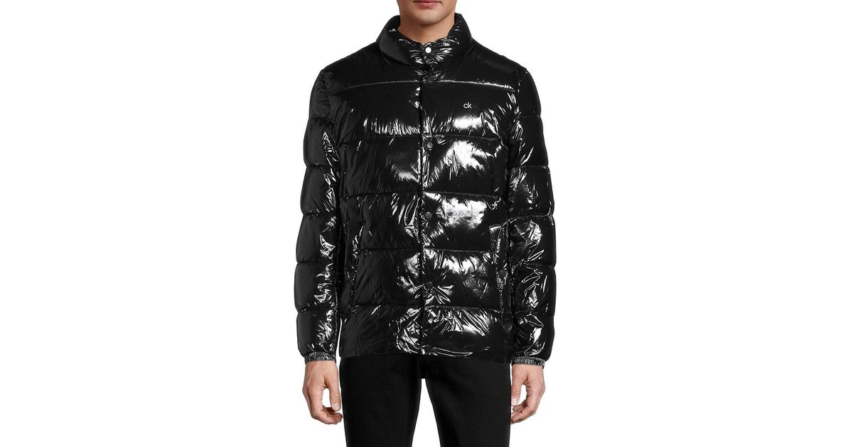Calvin Klein Sheen Water-resistant Down Puffer Jacket in Black for Men |  Lyst