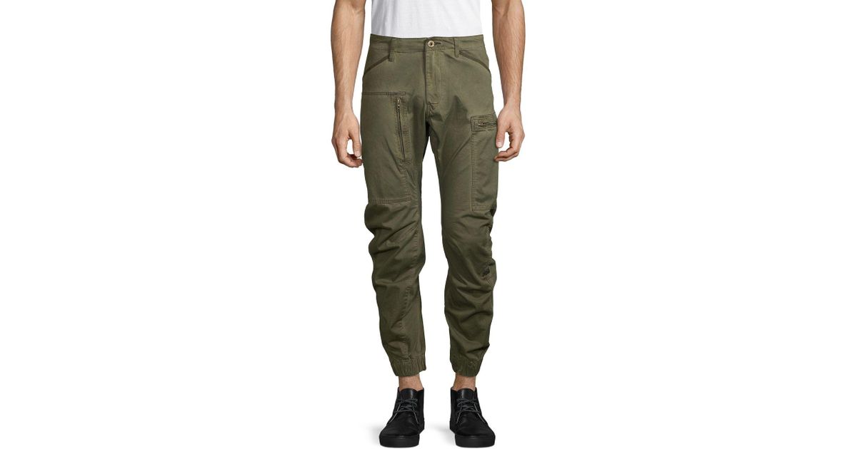 G-Star RAW Cotton Powel 3d Tapered Cuffed Pants in Green for Men | Lyst