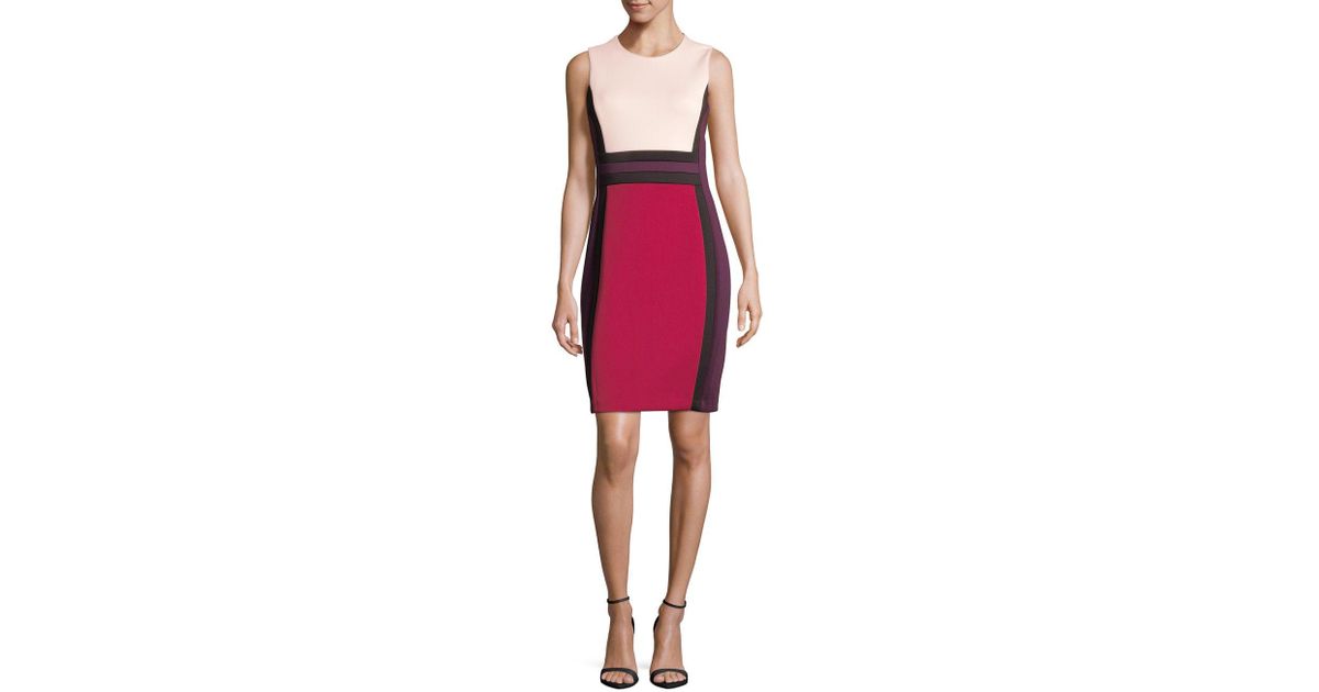 calvin klein colorblock sleeveless sheath dress