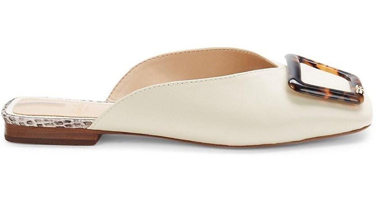 Sam Edelman Lavina Leather Buckle Mules in Ivory (White) | Lyst