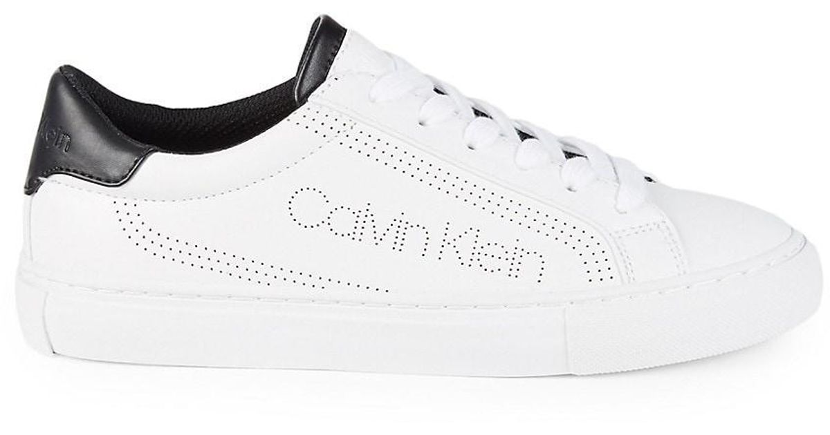Calvin Klein Cashe Perforated Sneakers in White | Lyst