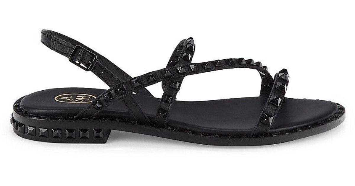 Ash Studded Leather Strappy Sandals in Black | Lyst
