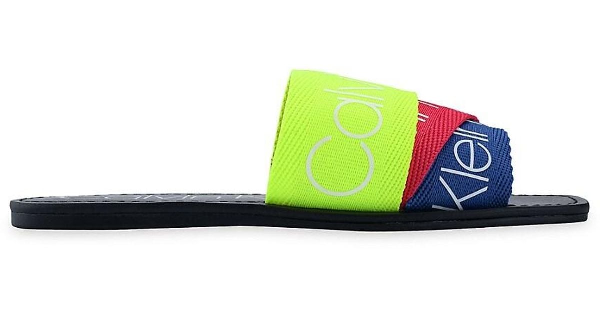 Calvin Klein Bainy Logo Slides in Blue Lyst UK