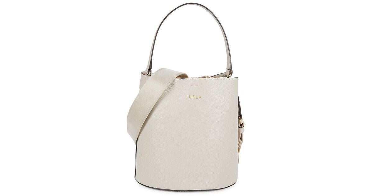 Furla Danae Small Leather Bucket Bag in White Lyst