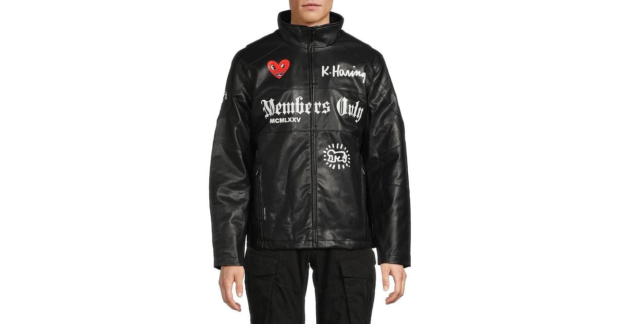 Keith leathers Members Only 'Keith Haring Graphic Faux Leather Jacket in