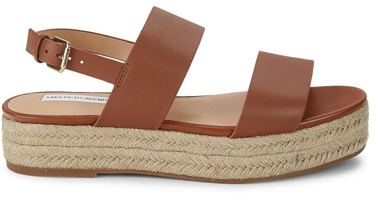 Saks Fifth Avenue Fran Leather Espadrille Sandals in Brown Lyst