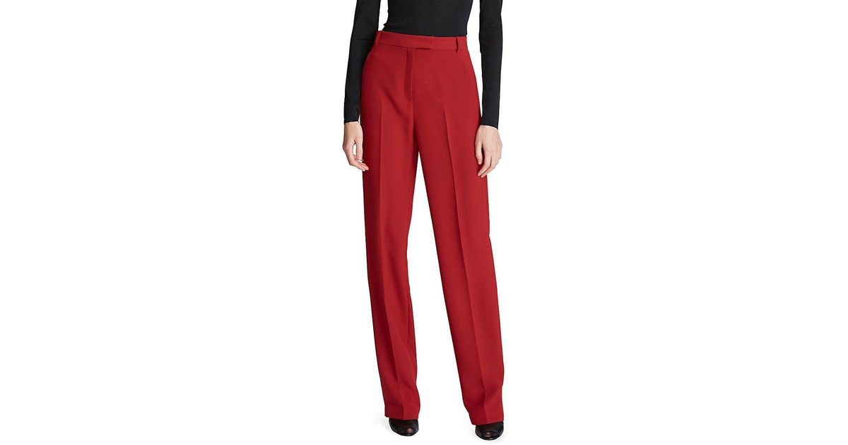 H Halston Halston Annie Stretch Crepe Trousers in Red | Lyst