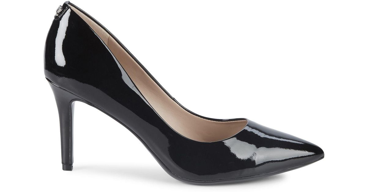 Karl Lagerfeld Royale Patent Leather Pointy Pumps in Black - Lyst