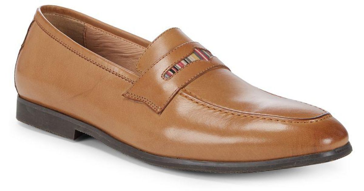 Robert Graham Square Toe Leather Penny Loafers in Cognac (Brown) for ...