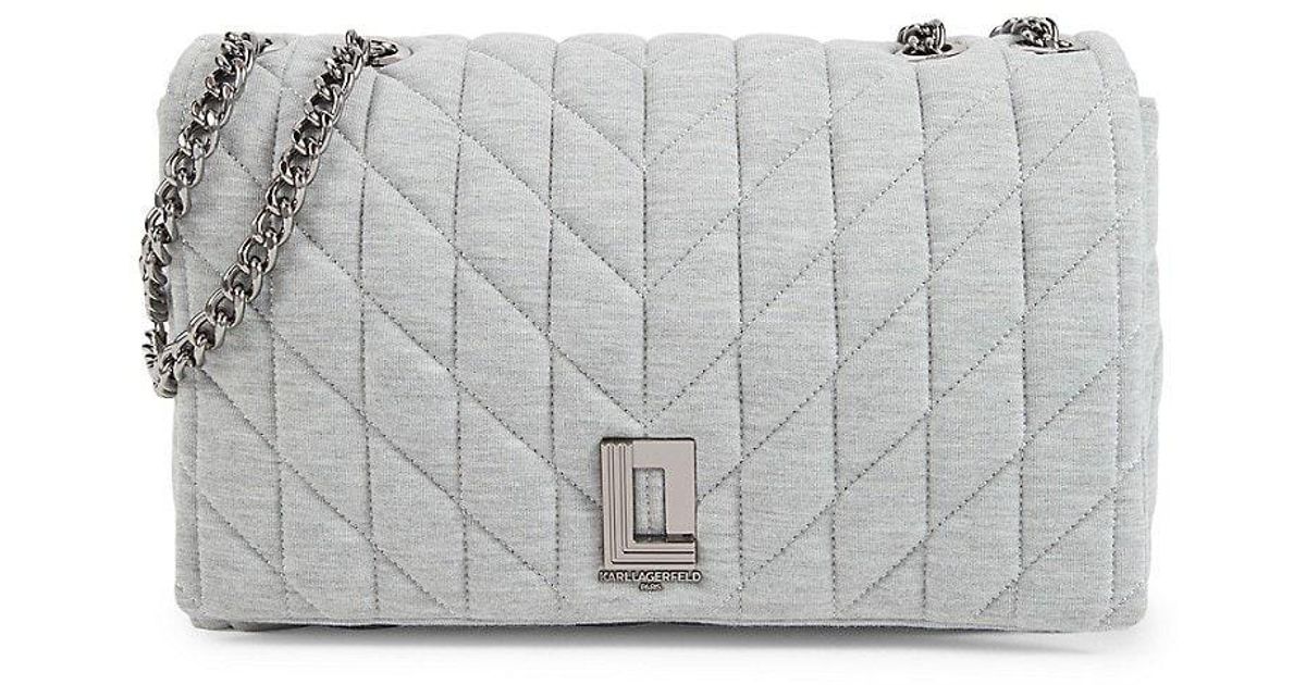Karl Lagerfeld Large Quilted Crossbody Bag in Gray Lyst