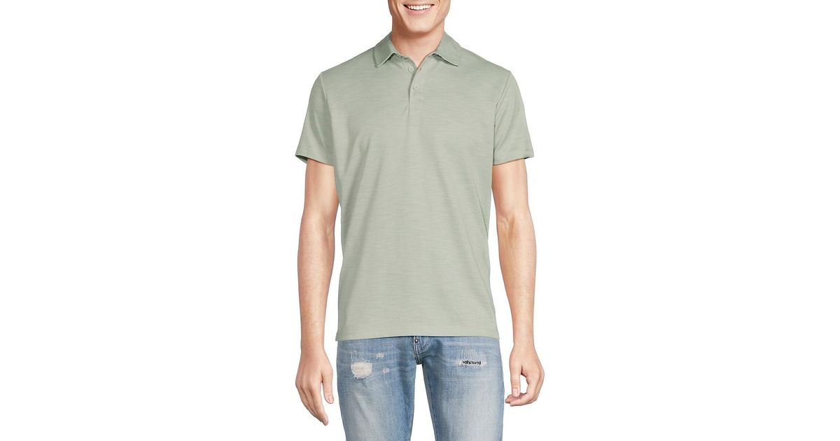 Saks Fifth Avenue Saks Fifth Avenue 'Heathered Polo in Green for Men | Lyst