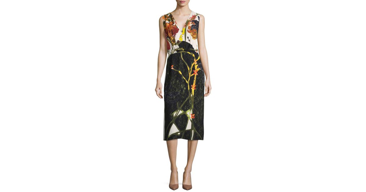 Prada Synthetic Abito Sable Knee Length Dress In Black Lyst