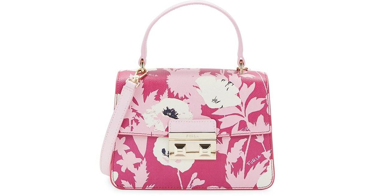 Furla Toni Floral Leather Mini Bag in Pink | Lyst