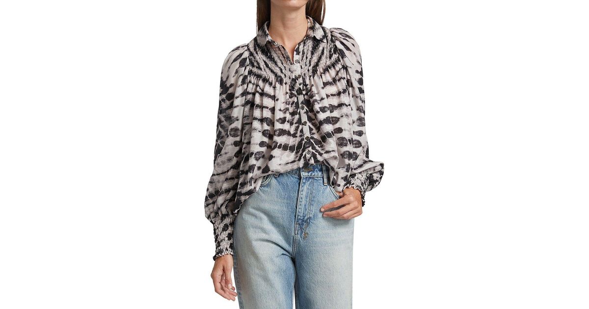 Raquel Allegra Edwardian Tie Dye Silk Blouse Lyst