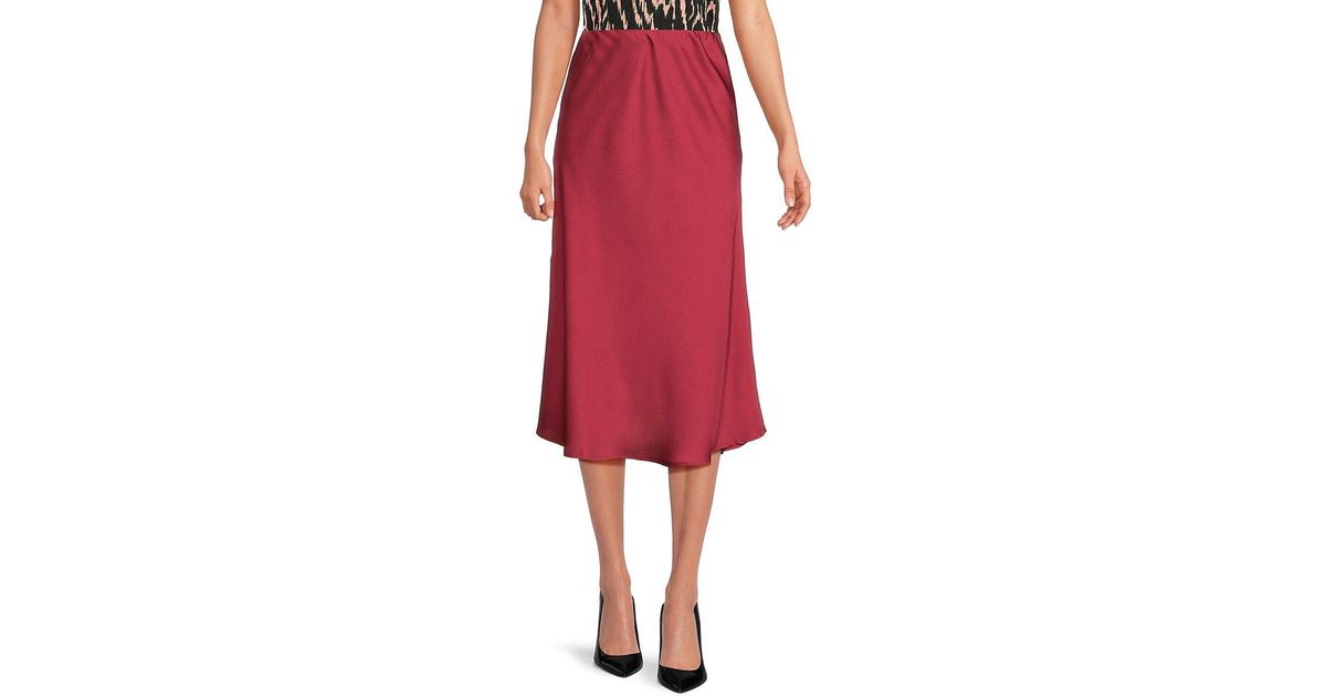 Adrianna Papell Satin A line Skirt in Red Lyst