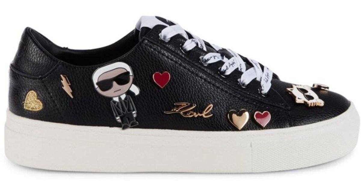 Karl Lagerfeld Cate Leather Sneakers in Black | Lyst