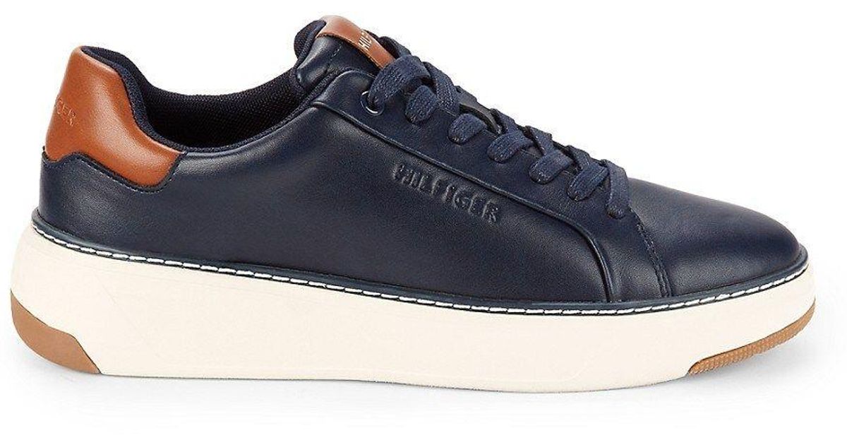 Tommy Hilfiger Hines Contrast Sole Logo Sneakers in Blue for Men | Lyst