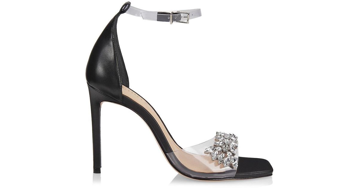 Schutz Vikki Rainbow Crystal Embellished Ankle Wrap Thong Dress Sandals | Dillard's