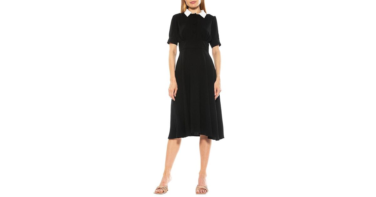 Alexia Admor Contrast-collar Flare Dress in Black | Lyst