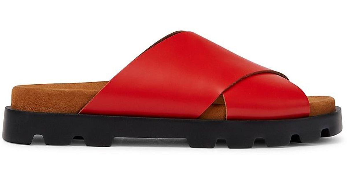 Camper Brutus Crisscross Leather Platform Sandals in Red | Lyst Canada