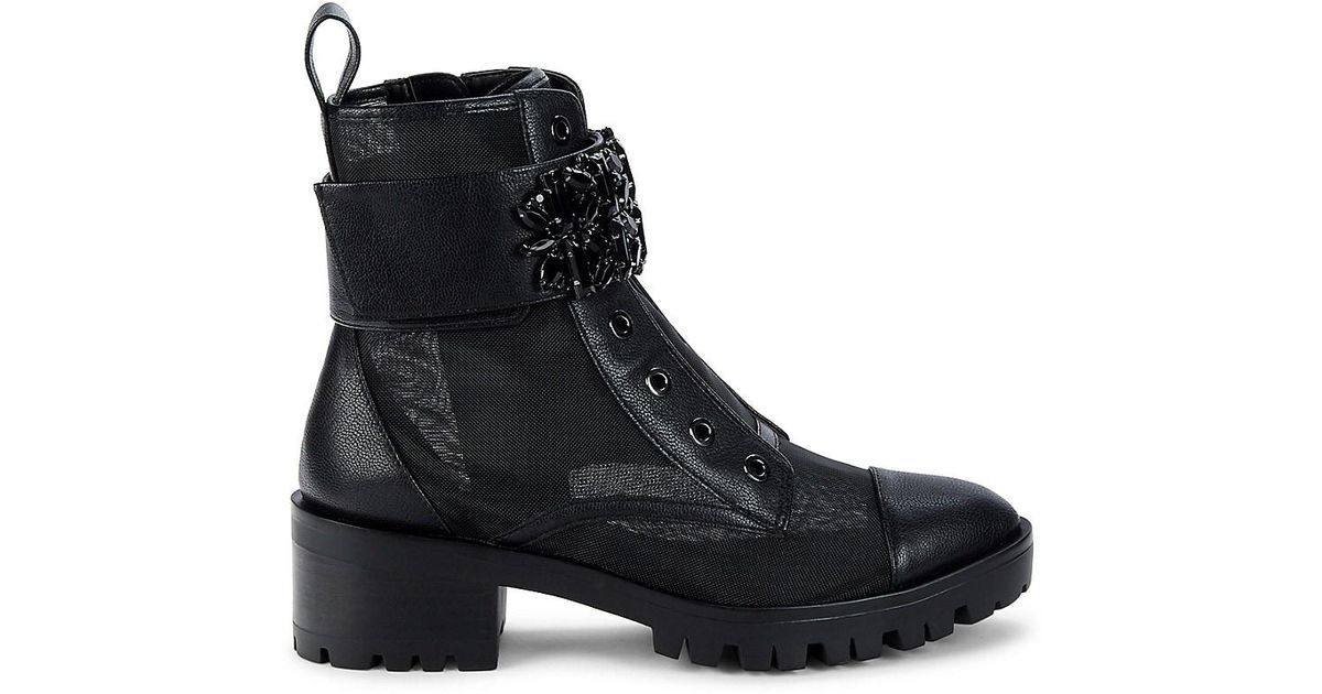 Karl Lagerfeld Synthetic Pippa Embellished Mesh Ankle Boots in Black - Lyst