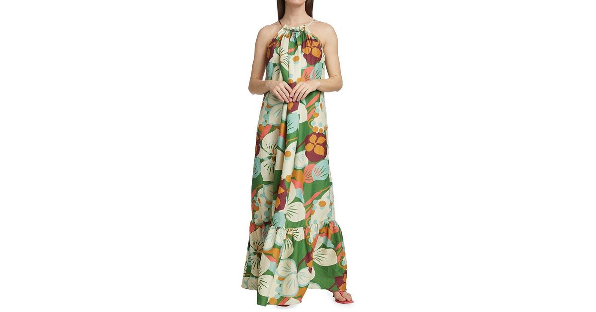 Ted Baker Dulina Strappy Linen Maxi Dress in Green | Lyst